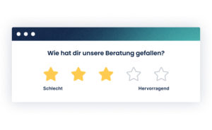 Das Bild zeigt eine Customer Satisfaction Score Umfrage